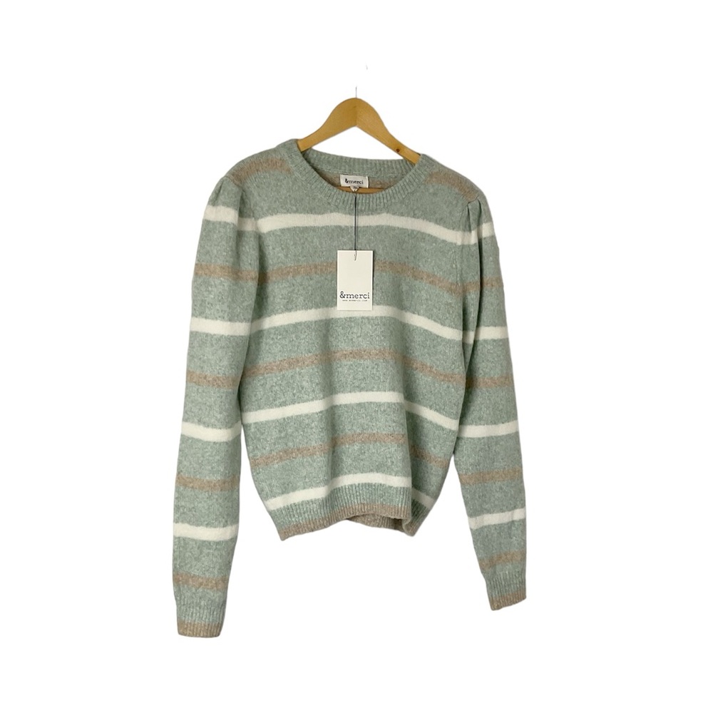 &Merci Striped Crewneck Pullover Knit‎ Sweater Size Large